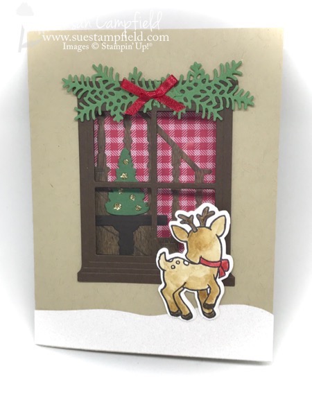 Seasonal Chums Christmas Staircase Hearth and Home Reindeer Window Card - 1