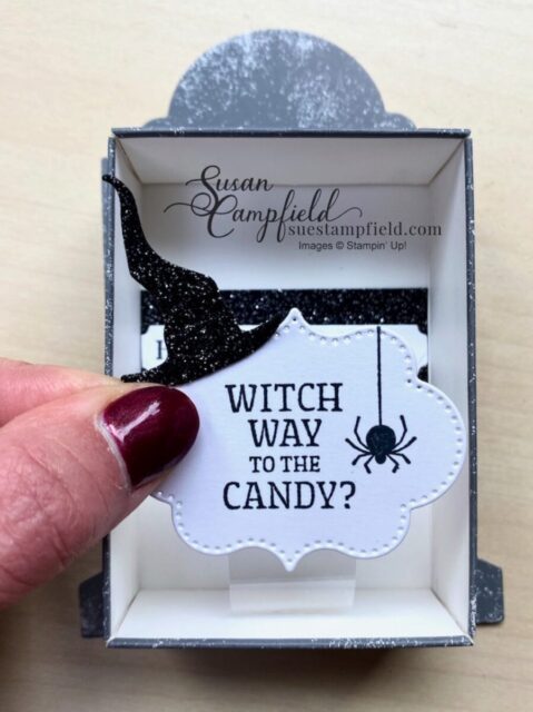 Craft a spooky cute Haunted House treat box for Halloween created with the Stampin' Up! Tombstone Treat Boxes and the Frightfully Cute Bundle.