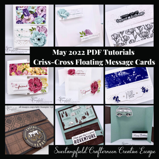 Criss-Cross Floating Message Cards - May 2022 Crafternoon